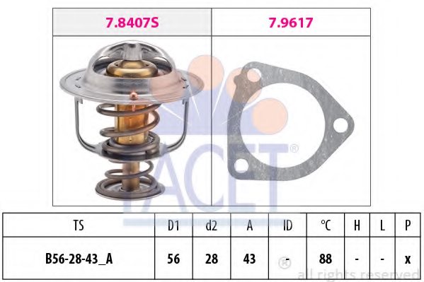 FACET 7.8407 Thermostat, coolant